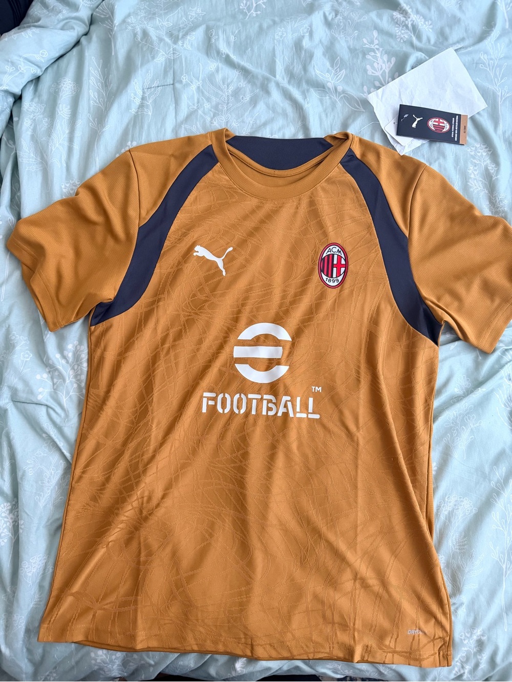 Puma Men's ' AC Milan Football Top in Mustard with Navy Accents